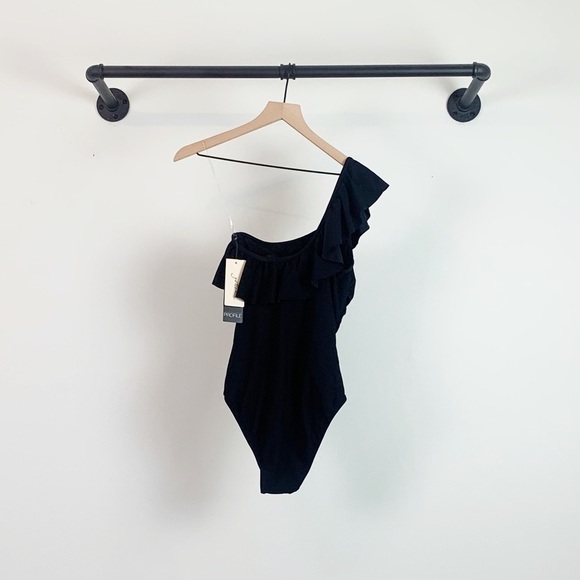 NWT Profile by Gottez Tutti Frutti Ruffle One Shoulder One Piece Swimsuit - Picture 5 of 6